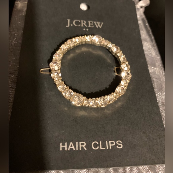 J. Crew Crystal Circle Barrette Clear Hair Pin clip NWT - Picture 2 of 3